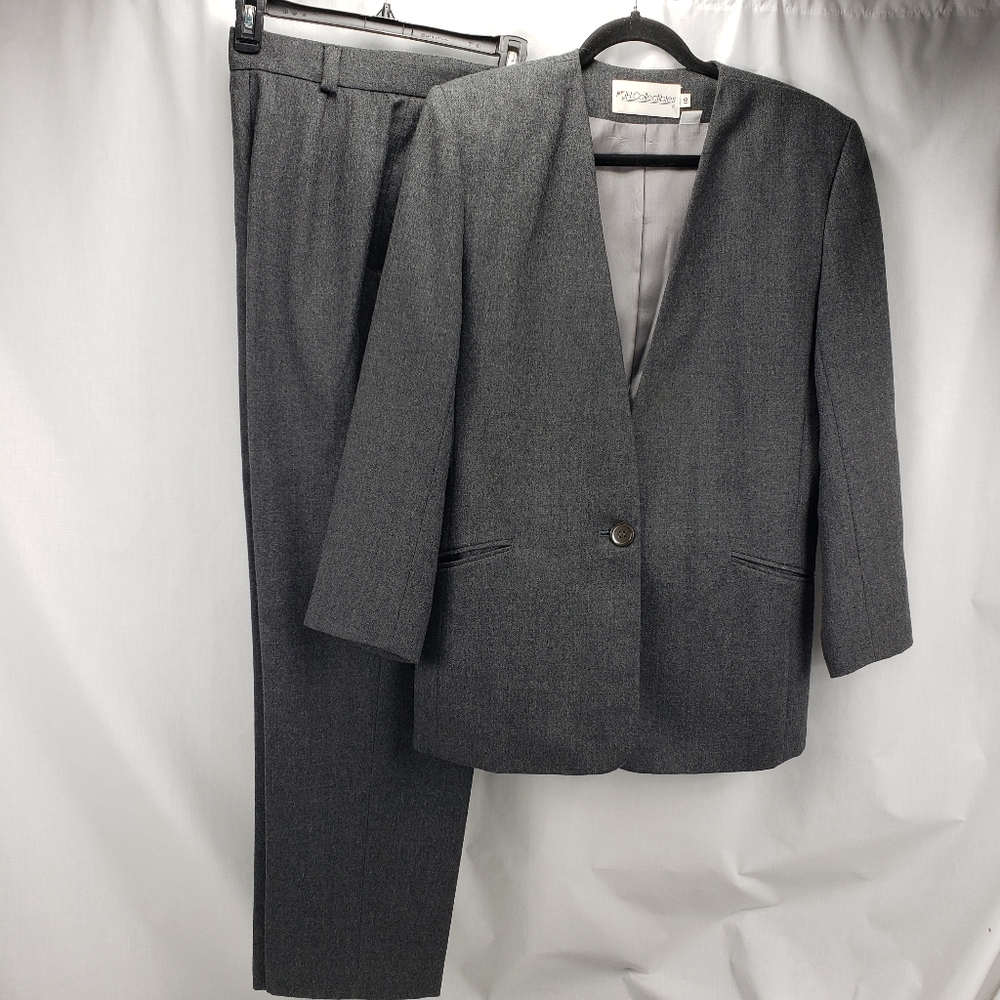 JH Collectibles Women's Gray 100% Wool, Lined 2 Piece Blazer Pants Size 10